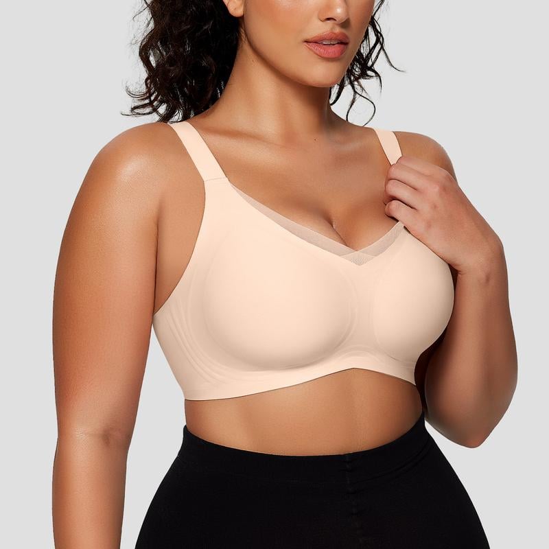Women's Wireless V-Neck Crossover Mesh Seamless Push-Up Bra