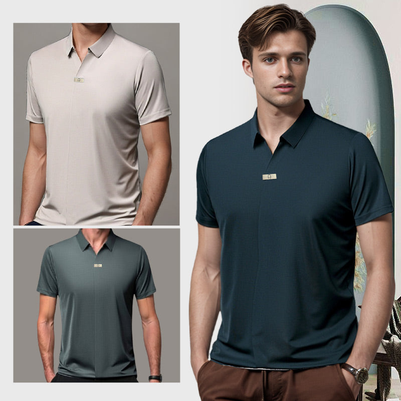 🎁Heren casual revers ademend kreukvrij T-shirt👔