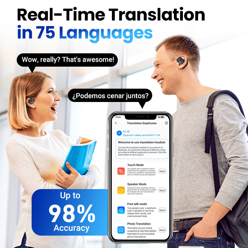 Auriculares de traducción de Bluetooth inteligente