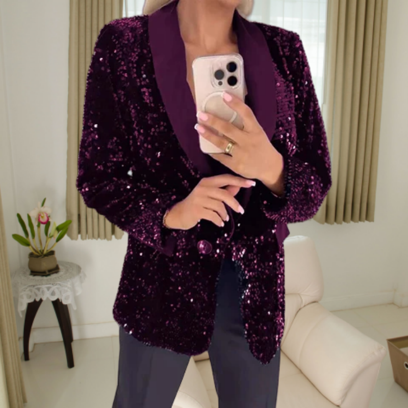MODEBLE LANGE SCHLAGE VON Damen -Langarm -Paillistin Blazer