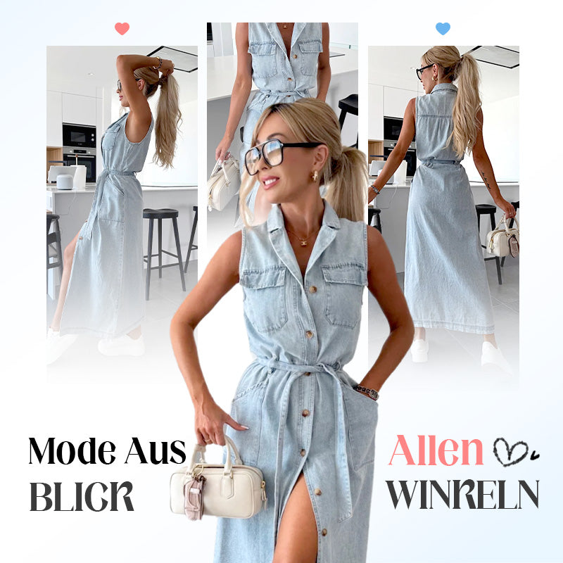 🌺2025 New! 50% OFF Women's Waistband Midi Jeans Dress ⏳