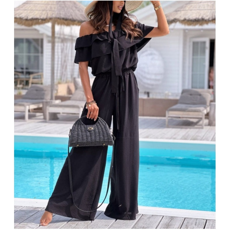 🌺Jumpsuit med bara axlar och volanger för kvinnor🍑