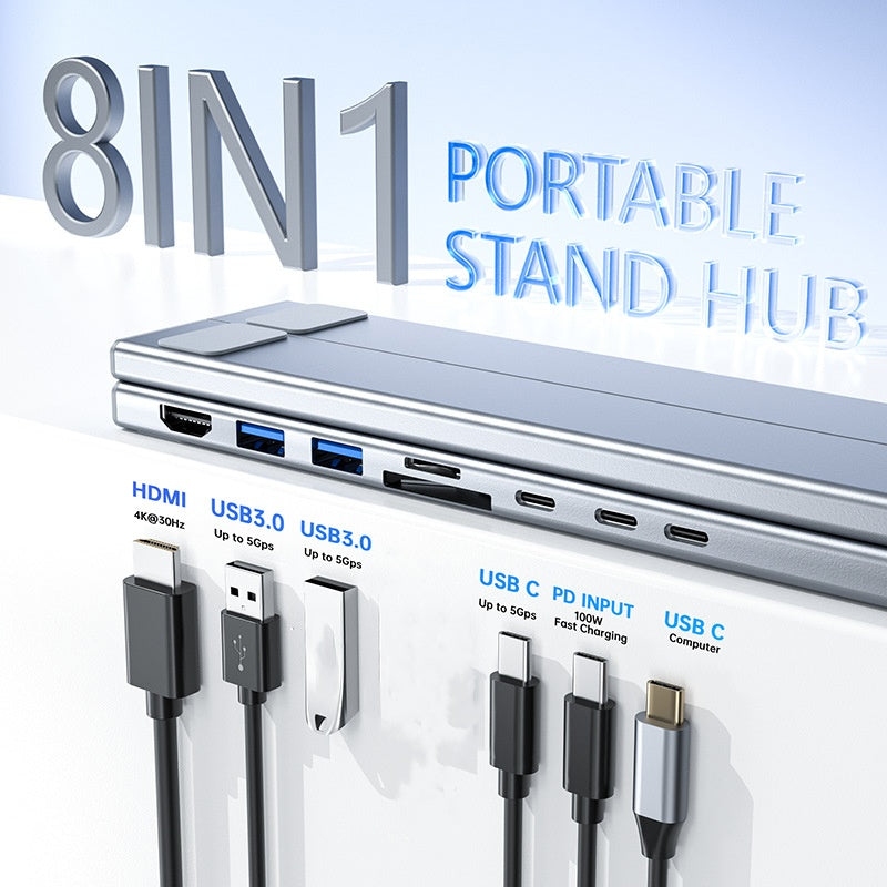 USB-C Docking Station Laptop Stand med 4K HDMI
