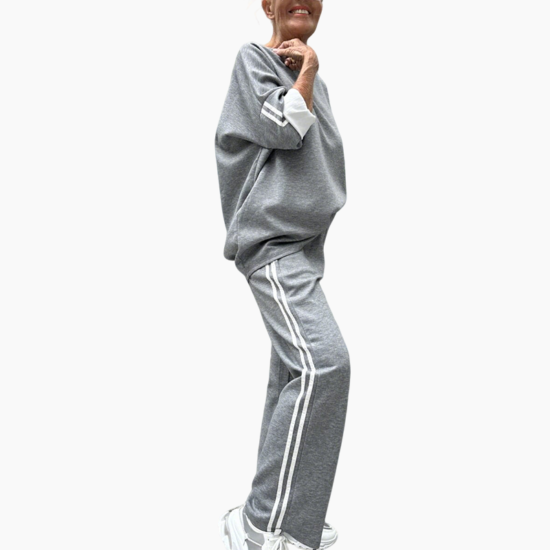 Top a strisce casual da donna & Pantaloni a gamba larga a 2 pezzi