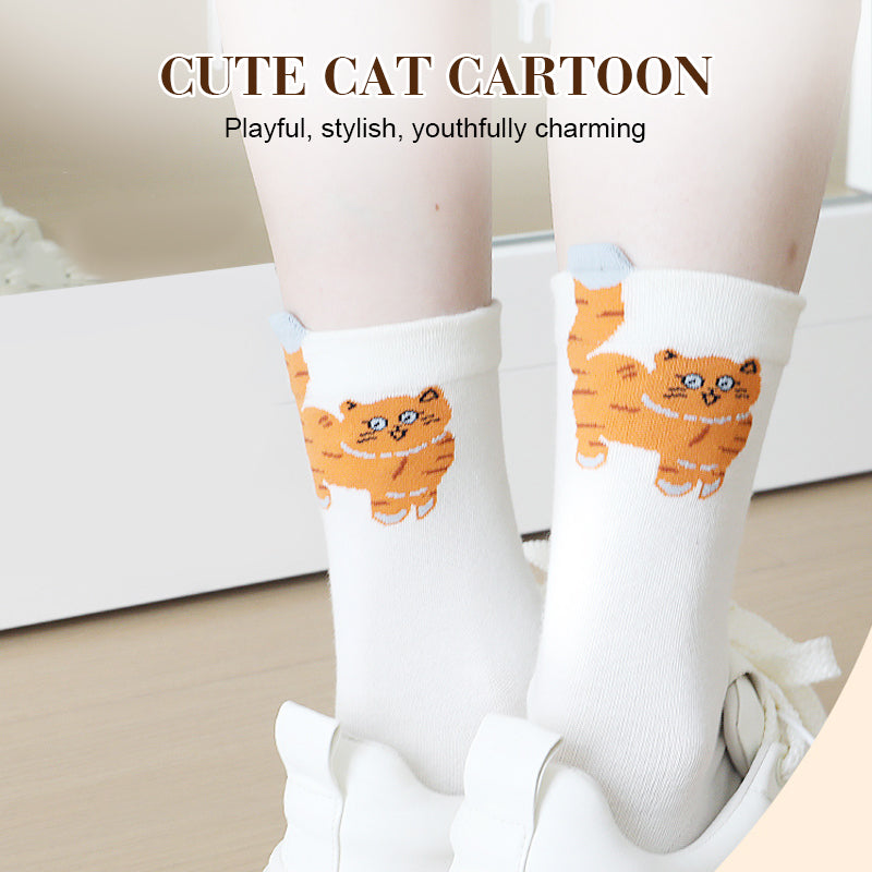 Cute Cartoon Cat Crew Socks