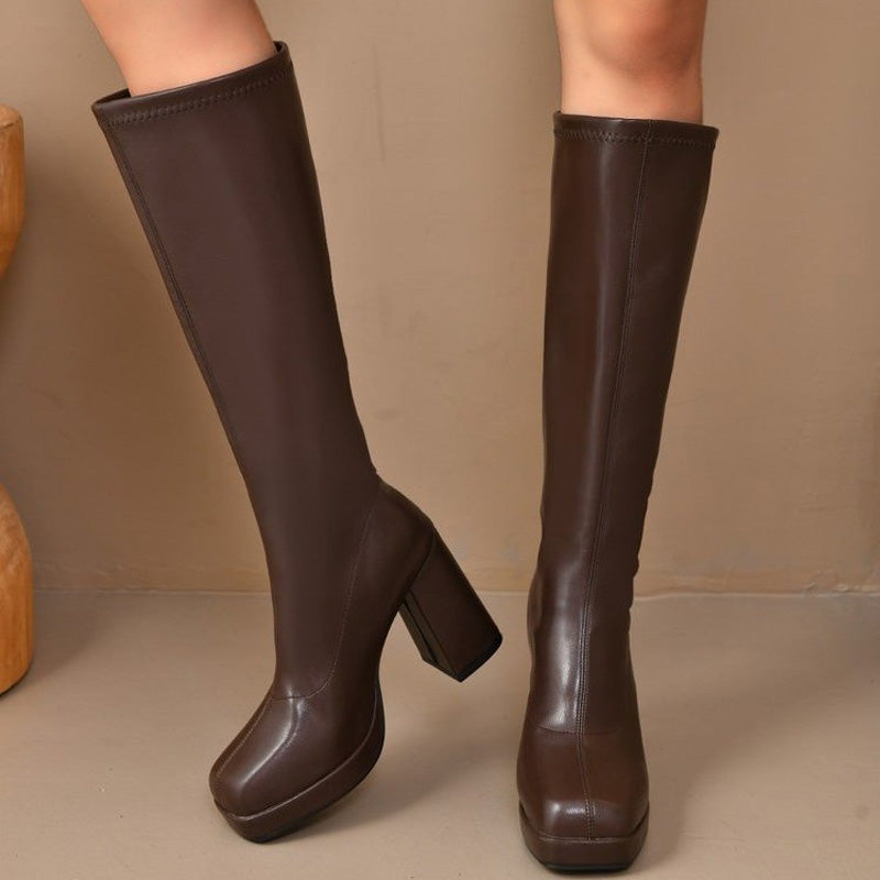 Women's Trendy PU Leather Knee-High Boots