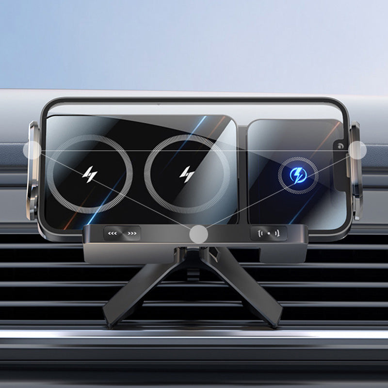 Двуцилиен безжичен зареждащ се монтиране на телефон за кола