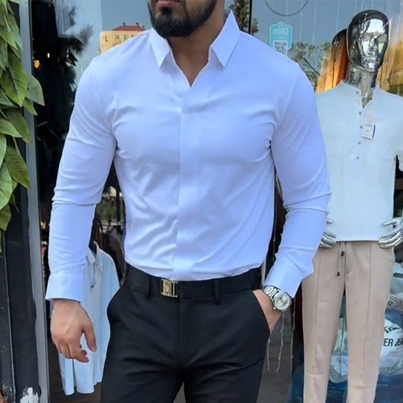 ⏳Őszi limitált kiadású kollekció💥Férfi lezser, karcsúsított, egyszínű ing