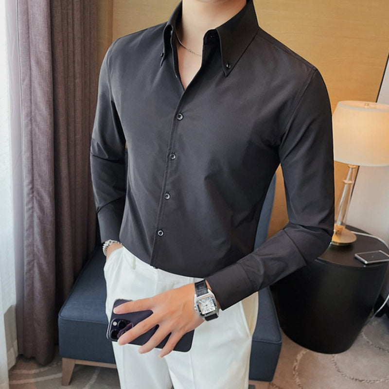 Klassinen miesten Slim-Fit pitkähihainen paita