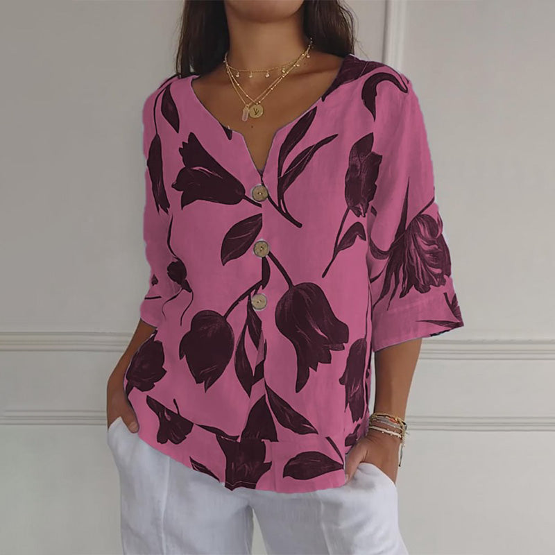 🎉Пускане на пазара на нов продукт💐– Дамски ленен топ с V-образно деколте