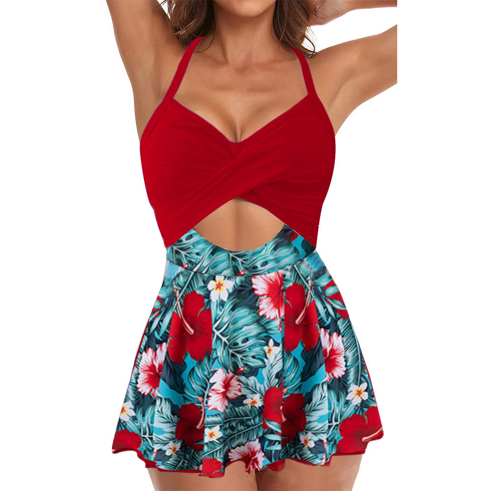 B2prity Women Cutout One Piece Skirt Swimsuit V Neck Wrap Tie Back Swimdress Tummy Control Bathing Suits High Rise Swimwear High Waist Swimwsuit SummerVibes