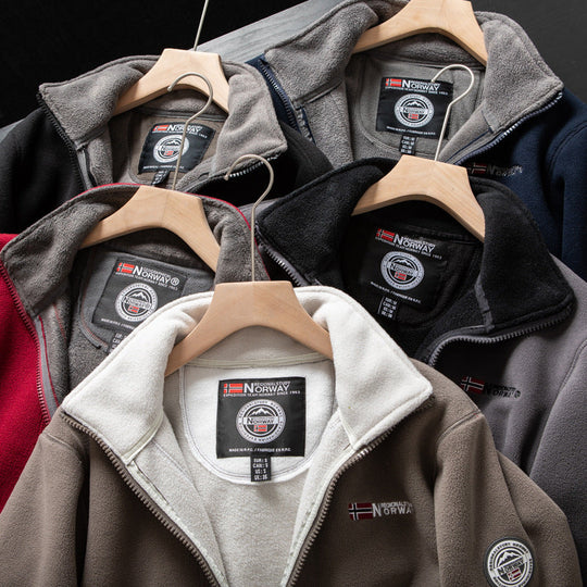 Dubbelskikts fleece huvajacka