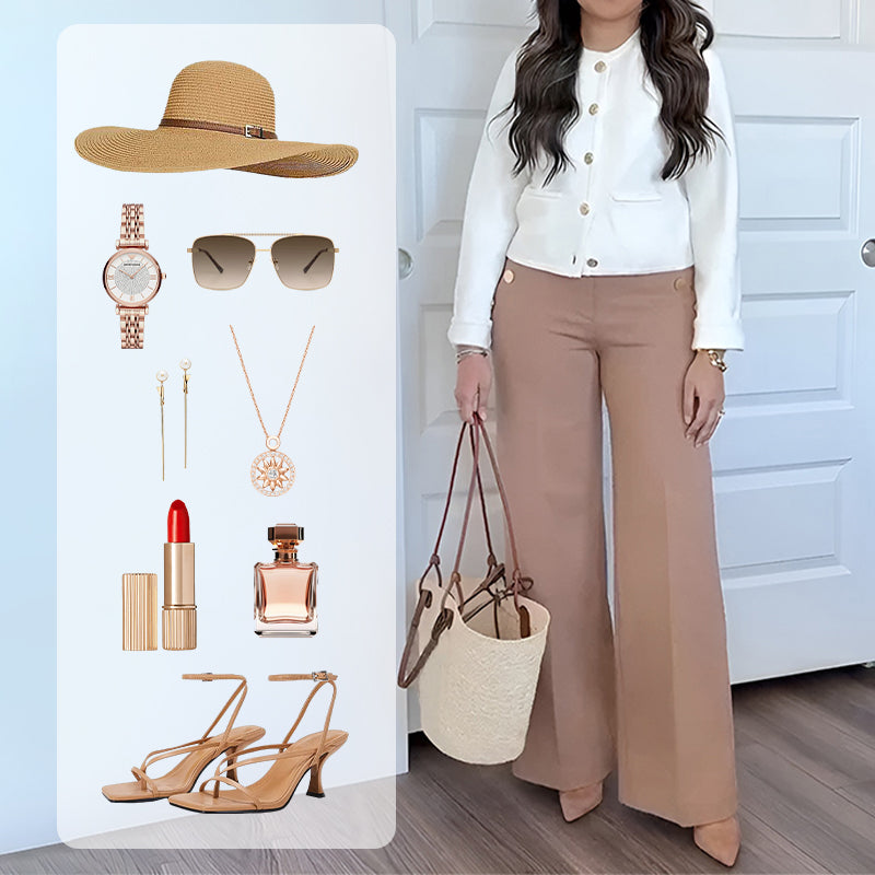 🌸Hochelastische Bauchweg-Hose mit Knopfleiste und weitem Bein