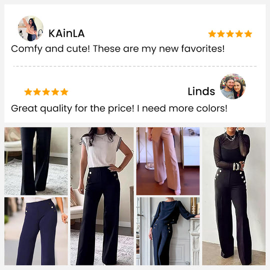 🌸Hochelastische Bauchweg-Hose mit Knopfleiste und weitem Bein