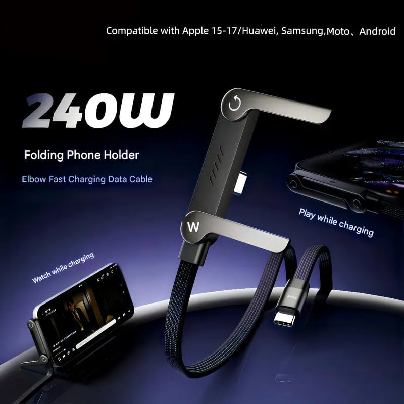 ⚡Last Day Special Price £10.79!!!⚡ Invisible Holder Charger Cable with Stand – Hidden Bracket Design, Fast Charging Support, Tangle-Free & Durable 📱
