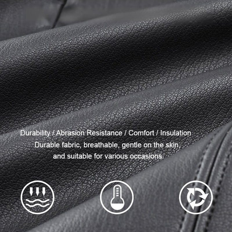 Miesten klassinen nahkatakki vetoketjulla edessä