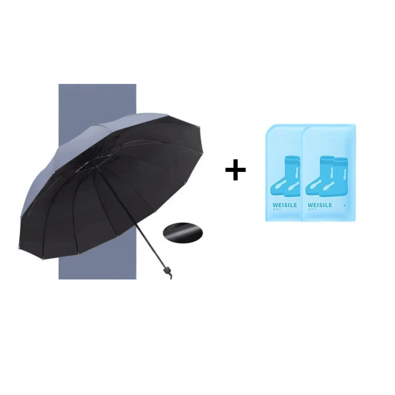 ⏳Aikarajoitettu 50%Alennus⏰12-ribinen suuri kokoontaitettava tuulenpitävä sateenvarjo🌂