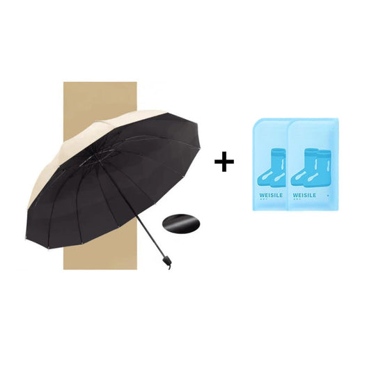 ⏳Aikarajoitettu 50%Alennus⏰12-ribinen suuri kokoontaitettava tuulenpitävä sateenvarjo🌂