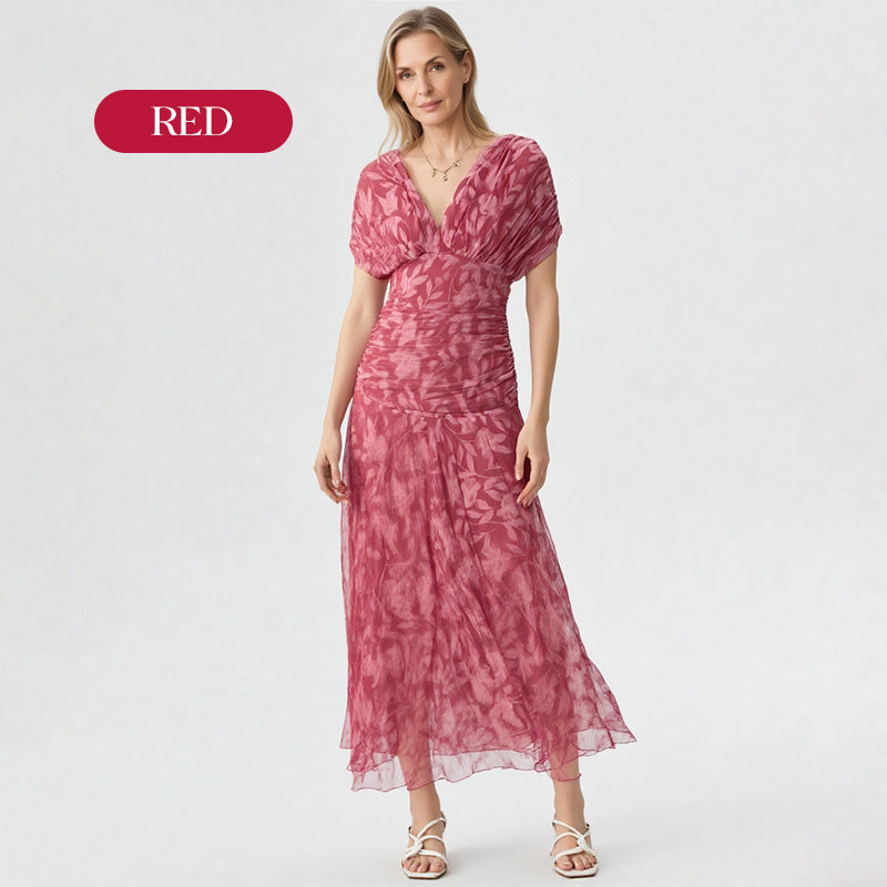 🌸New Arrival 50%OFF💖 Women's Off-the-Shoulder V-Neck Printed Dress
