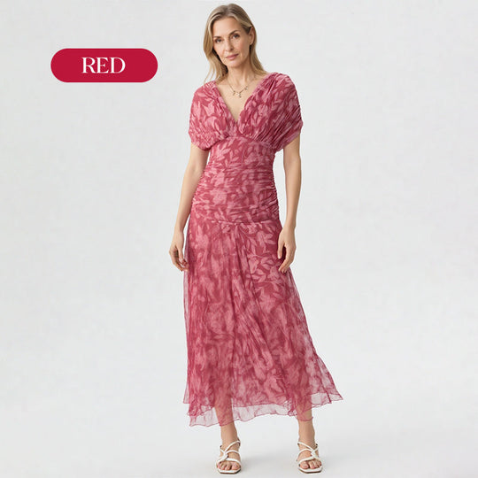 🌸New Arrival 50%OFF💖 Women's Off-the-Shoulder V-Neck Printed Dress