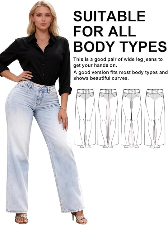 👖💃 Ženske traperice srednje niskog struka s vrećastim nogavicama – rastezljive široke nogavice, strukturirani kroj &  Svakodnevni stil ✨