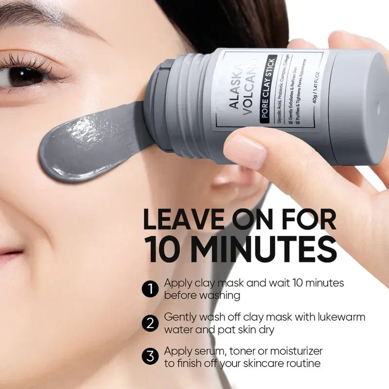 Barra de arcilla para poros del volcán Alaska: mascarilla facial eliminadora de puntos negros, limpieza profunda de poros & Máscara de barro exfoliante suave