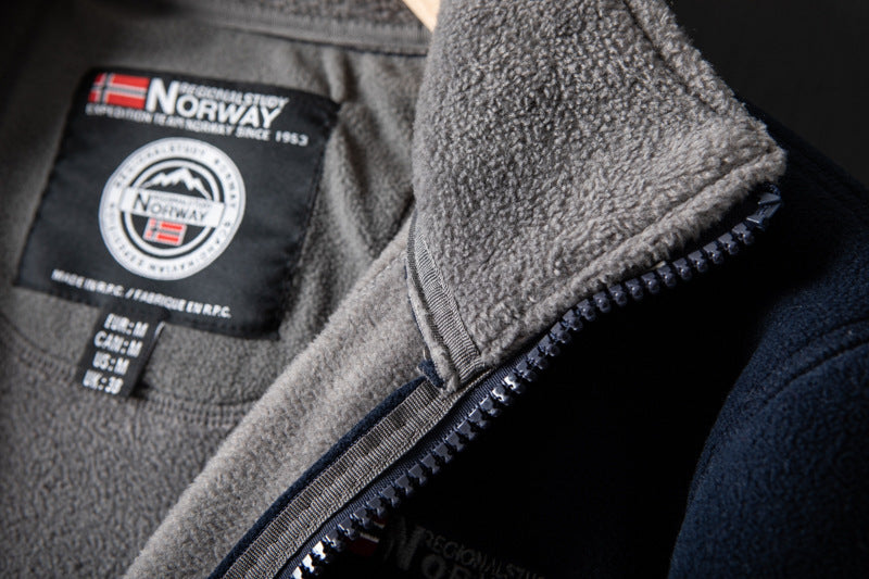 Dubbelskikts fleece huvajacka