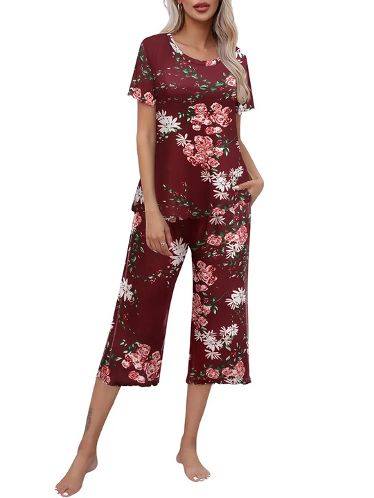 🎉Saldi eccezionali 50% di sconto⏳Completo da notte con top e pantaloni stampati da donna