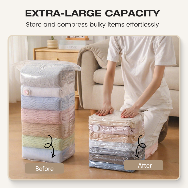 🧳No‑Pump Vacuum Storage Bags – Press & Seal, No Pump Needed. Saves 80% Space, Keeps Clothes Dry & Dust‑Free
