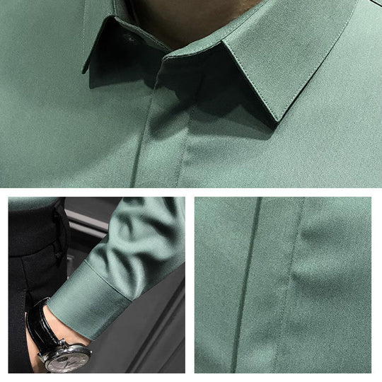 Camisa con botones sin arrugas para hombres