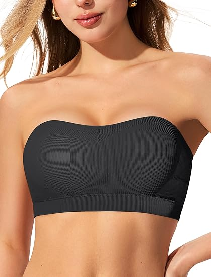ProKloud Reggiseni push up senza spalline da donna Reggiseno a fascia senza fili Bralette convertibile imbottita con parte superiore in silicone antiscivolo