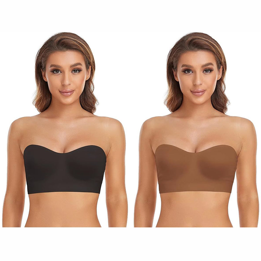 💟 BUY 1 GET 1 FREE🌷Lusait Strapless Bras for Women Non-Slip Silicone Padded Bandeau Bra Wireless Tube Top Bra DealsforYouDays summerwins