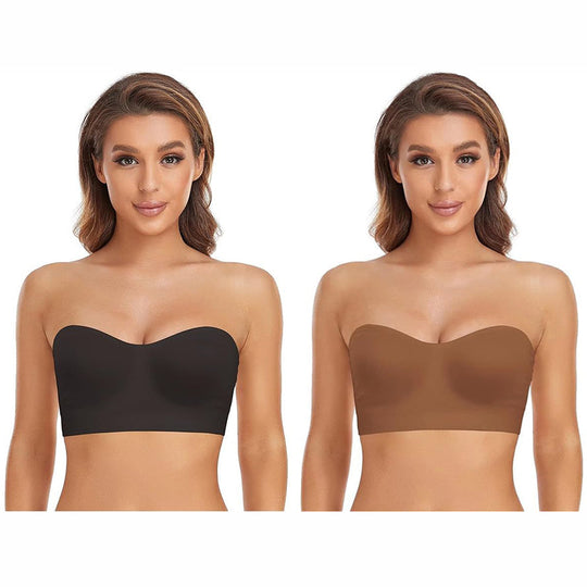 💟 BUY 1 GET 1 FREE🌷Lusait Strapless Bras for Women Non-Slip Silicone Padded Bandeau Bra Wireless Tube Top Bra DealsforYouDays summerwins