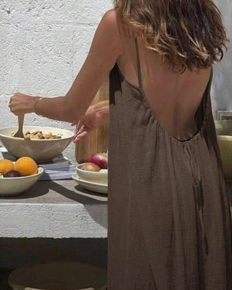 💃LAATSTE DAG UITVERKOOP 50% KORTING!!✨Damesjurk in effen kleur, elegante mouwloze lange jurk voor de zomer, damesnachtkleding voor binnenshuis.💕