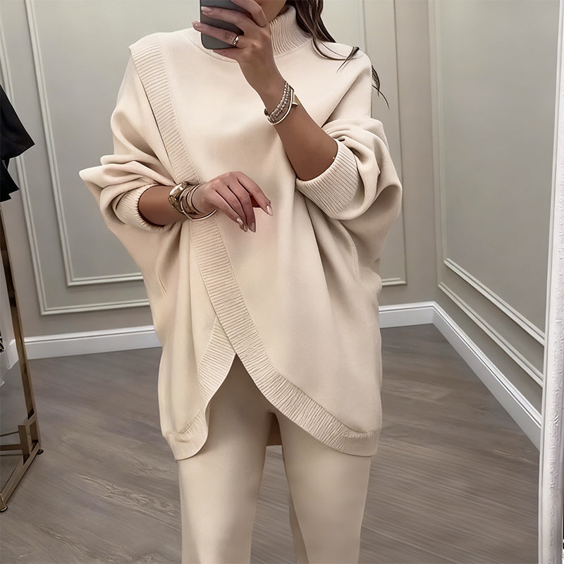 🔥 39% OFF! NEW! Women's 2-piece set – Asymmetrical sweater + wide-leg pants, relaxed fit and soft fabric, ultra comfortable 👚✨