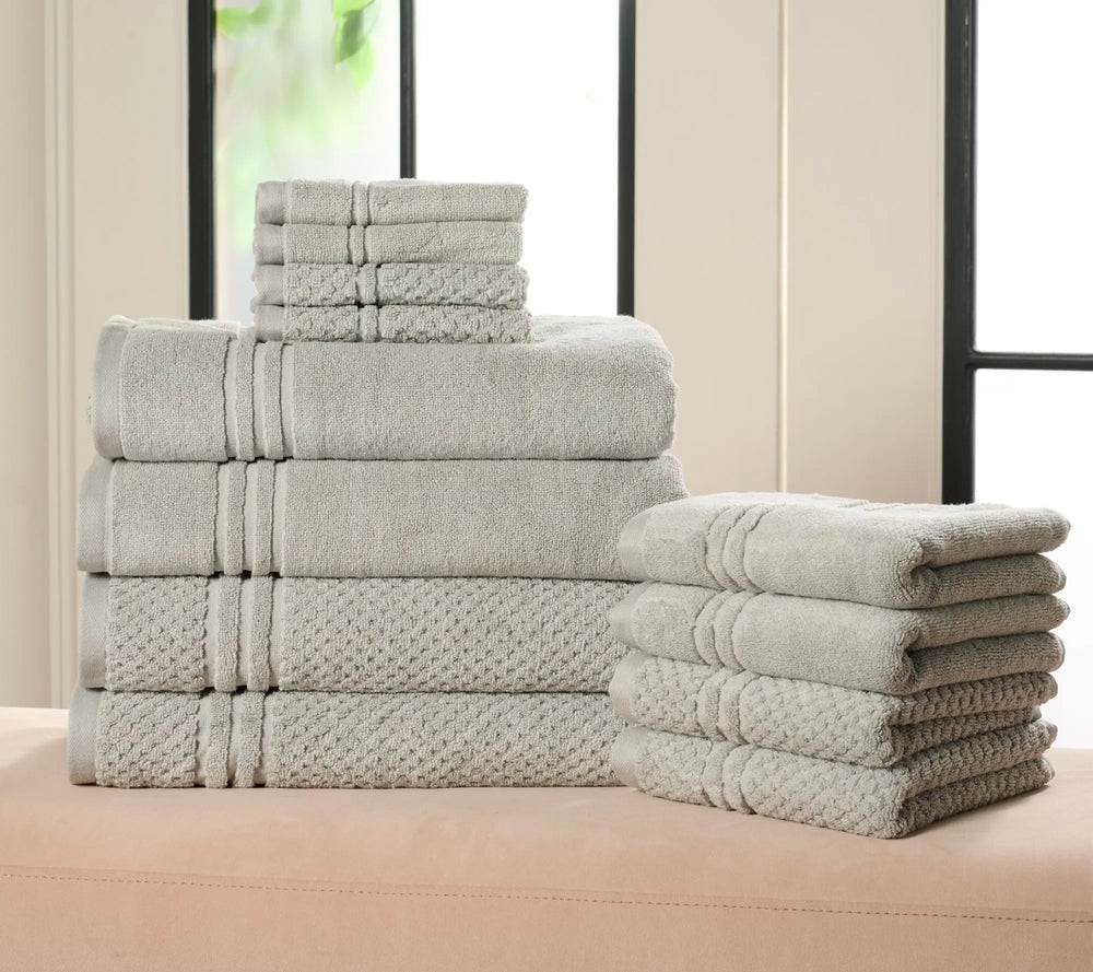 Home Reflections 100% Cotton Solid & Texture 12-pc Towel Set