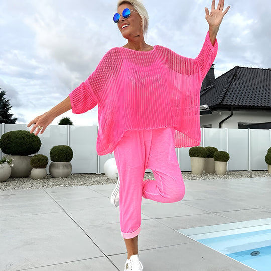 🌞Sommerangebot 50 % Rabatt🌸Damen Jumpsuit mit Buchstaben-Print + Freizeitanzug mit hohlem Kittel