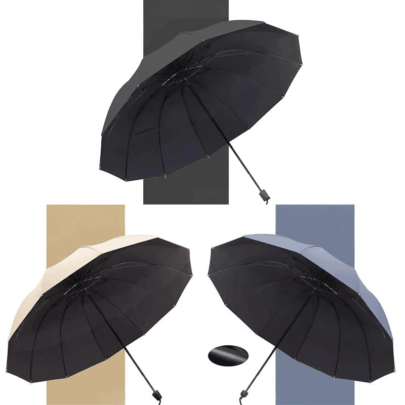⏳Aikarajoitettu 50%Alennus⏰12-ribinen suuri kokoontaitettava tuulenpitävä sateenvarjo🌂