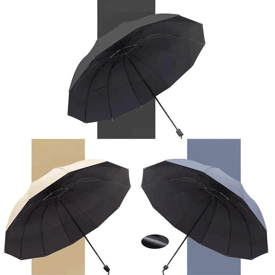 ⏳Aikarajoitettu 50%Alennus⏰12-ribinen suuri kokoontaitettava tuulenpitävä sateenvarjo🌂