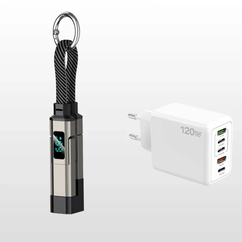 🔥Portachiavi con display digitale 4 in 1 e cavo di ricarica