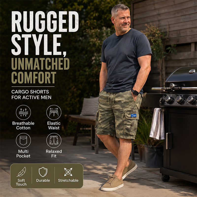 ✨ Men's Casual Relaxed Fit Cargo Shorts – Multi-Pockets, Breathable, Rugged 🌲