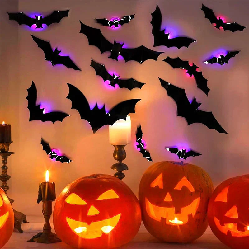 🎃HALLOWEENSKÝ PŘEDPRODEJ S 50% SLEVOU👻Halloween 3D svítící netopýři🦇Ultrarealistický 3D design pro maximální děsivý efekt