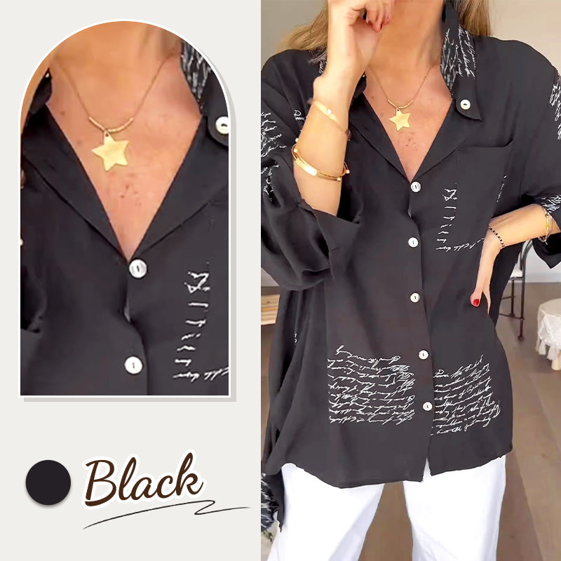 🌞Hot Sale 50% OFF🔥2026 New Hot Sale 💖 Letter Print Fashion Lapel Shirt