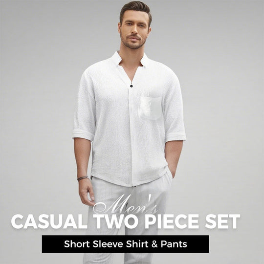 Completo da uomo in due pezzi con top e pantaloni in lino e cotone alla moda🎉GRANDE SALDO - SCONTO DEL 50%