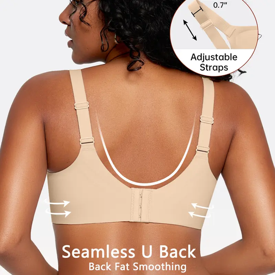 OEAK Women's Seamless Plus Bra Wireless Support Push Up Jelly Bra Comfort Full Coverage Plus Size Bras V Neck Sleep T-Shirt Everyday Bralettes
