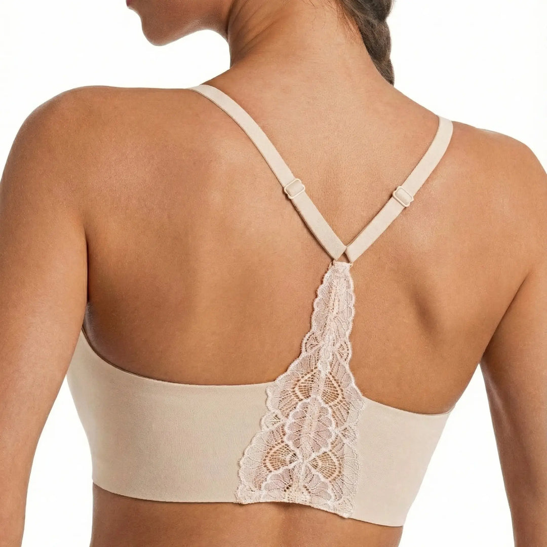Lusait Lace Jelly Bra Bralettes for Women Pullover Bra Seamless Wireless Deep V Racerback Comfort Padded Everyday Tshirt Bra tiktokshopspringglowup summerwins,summerwins