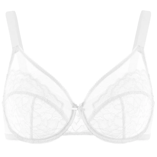 💜Enchante Blomsterblonder Plus Size Bøjle-BH Uforet Upolstret Minimizer Fulddækkende BH Dametøj Komfortabel Åndbar Mesh-Skål