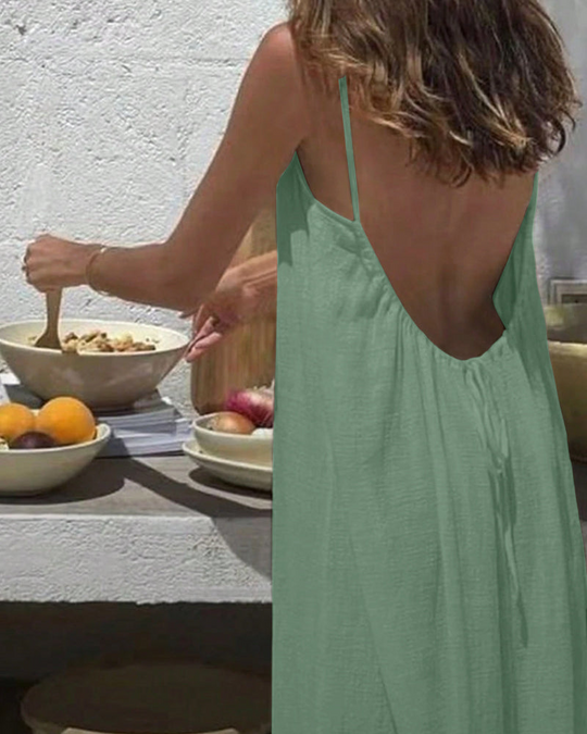 💃LAATSTE DAG UITVERKOOP 50% KORTING!!✨Damesjurk in effen kleur, elegante mouwloze lange jurk voor de zomer, damesnachtkleding voor binnenshuis.💕