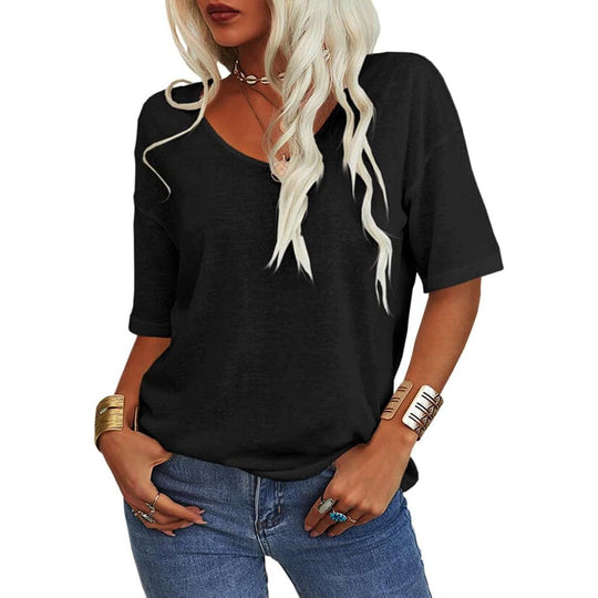 💖✨This Week's Special Price ￡12.99🌸Women's Solid Color V-Neck T-shirt [On Sale & Quick Ship!]