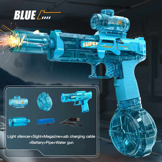 Ultimate Battle Water Gun Powerful Electric Water Gun, Water Blaster Automatic Squirt Gun with Glowing Muzzle 320cc High Capacity, Up to 32 FT Range, Outdoor Summer Party Toy OutdoorFun for Adults &Kids Toys